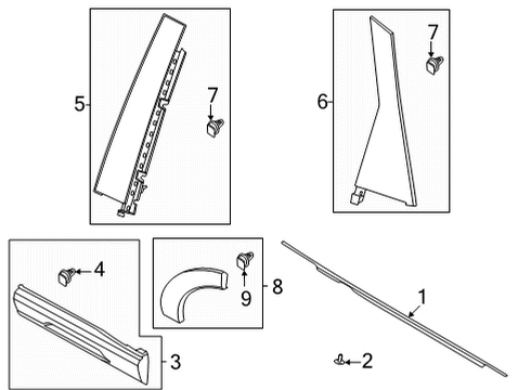 2023 Ford Bronco Sport Exterior Trim - Rear Door Diagram