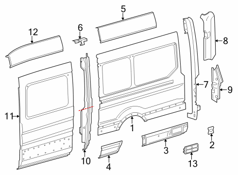 2023 Ford E-Transit Side Panel & Components Diagram