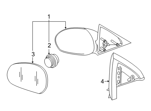 2009 Ford Escape Glass Assembly - Rear View Outer Mirror Diagram for 8L8Z-17K707-A