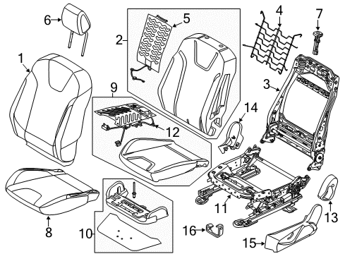 2016 Ford Focus Seat Back Cover Assembly Diagram for F1EZ-7864416-AE