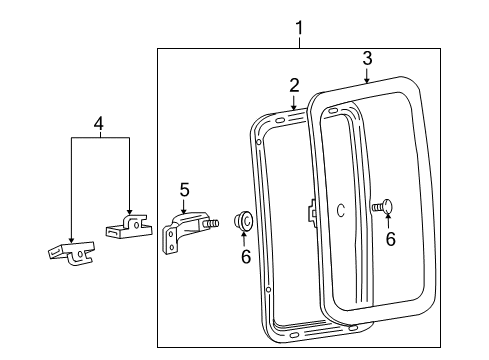 2008 Ford F-350 Super Duty Rear Door - Glass & Hardware Diagram