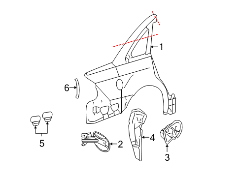 2007 Ford Five Hundred Quarter Panel & Components Diagram