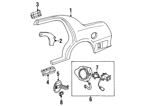 1999 Lincoln Town Car Quarter Panel & Components Diagram