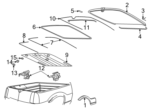 2002 Lincoln Blackwood Lift Assembly - Gas Diagram for 2C6Z-84406A13-AA