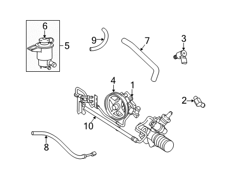 2008 Lincoln Town Car P/S Pump & Hoses, Steering Gear & Linkage Diagram 2 - Thumbnail