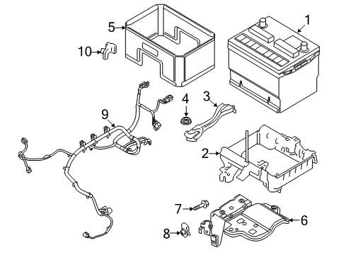 2009 Ford Flex Support - Battery Tray Diagram for 8G1Z-10A666-A