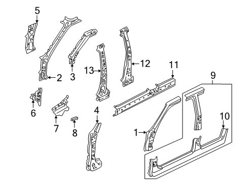 2005 Mercury Mariner Reinforcement Assembly - Door Hinge Diagram for 9L8Z-7822843-B