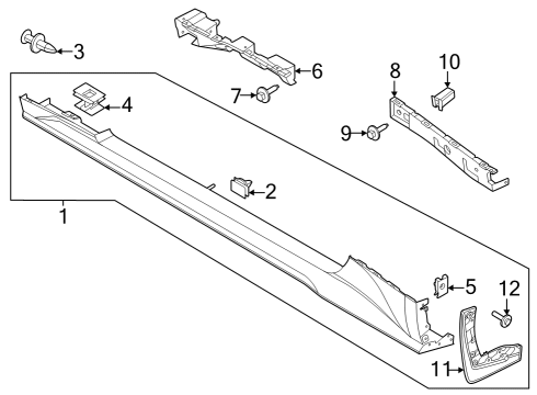 2024 Ford Mustang Exterior Trim - Pillars Diagram