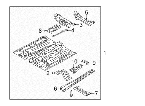 2013 Ford Fiesta Pillars, Rocker & Floor - Floor & Rails Diagram