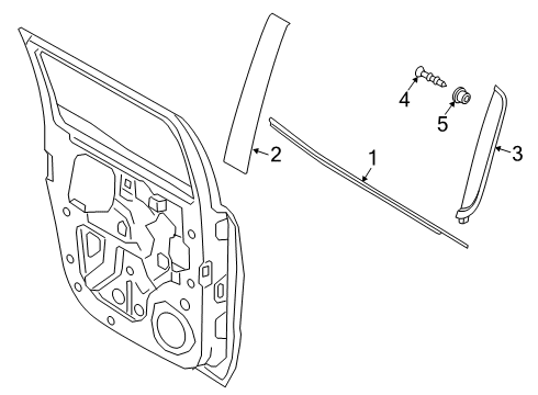 2022 Ford Ranger Exterior Trim - Rear Door Diagram