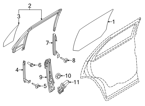 2019 Ford Explorer Rear Door - Glass & Hardware Diagram