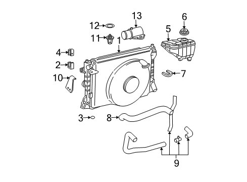 2003 Lincoln Town Car Radiator & Components Diagram