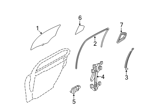 2012 Ford Fusion Rear Door - Glass & Hardware Diagram