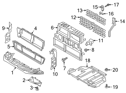 2019 Ford Transit Connect Splash Shields Diagram 1 - Thumbnail