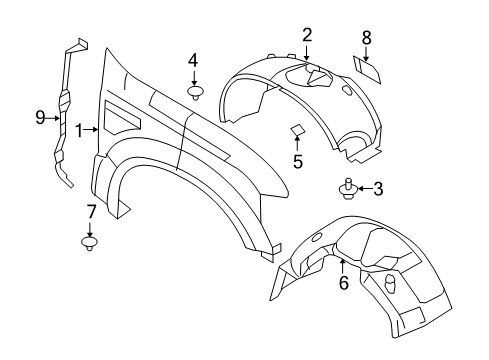 2009 Ford F-250 Super Duty Fender Assembly - Front Diagram for 7C3Z-16006-A