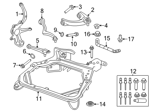 2012 Ford Fusion Front Suspension, Lower Control Arm, Upper Control Arm, Stabilizer Bar, Suspension Components Diagram