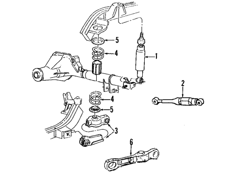 2000 Ford Mustang Rear Suspension Components, Lower Control Arm, Upper Control Arm, Stabilizer Bar Diagram