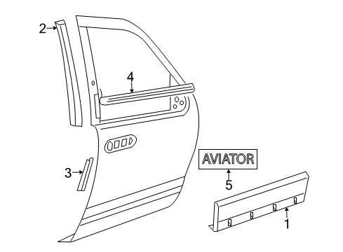 2004 Lincoln Aviator Panel Assembly - Door - Outer Diagram for 2C5Z-7820879-CAPTM