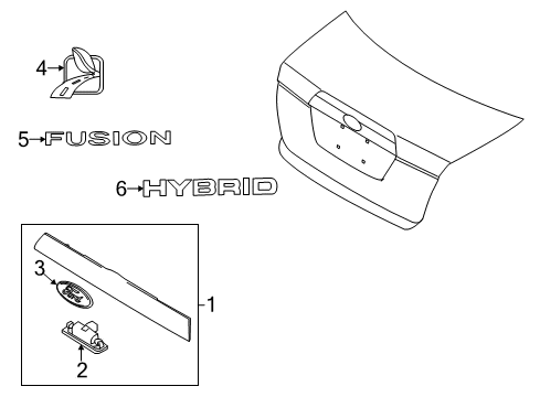 2012 Ford Fusion Exterior Trim - Trunk Lid Diagram