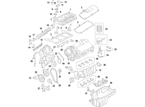 2005 Ford F-150 Engine Parts, Mounts, Cylinder Head & Valves, Camshaft & Timing, Oil Pan, Oil Pump, Balance Shafts, Crankshaft & Bearings, Pistons, Rings & Bearings Diagram