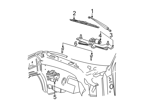 2000 Ford F-150 Wiper & Washer Components, Body Diagram