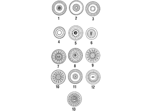 1984 Ford LTD Hub Caps Wheel Covers Diagram for E3AZ1130D