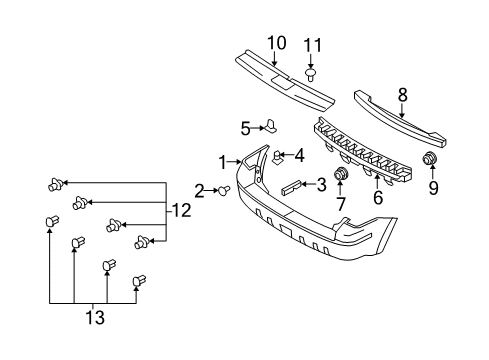 2009 Ford Escape Rear Bumper Diagram 1 - Thumbnail