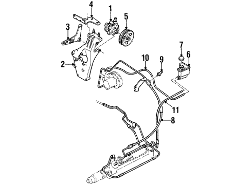 1995 Ford Contour P/S Pump & Hoses, Steering Gear & Linkage Diagram 2 - Thumbnail