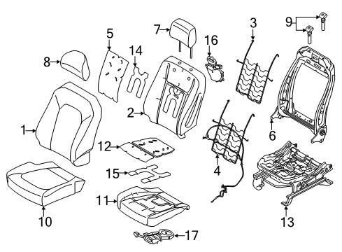 2017 Ford F-150 Seat Back Cover Assembly Diagram for GL3Z-1664417-DH