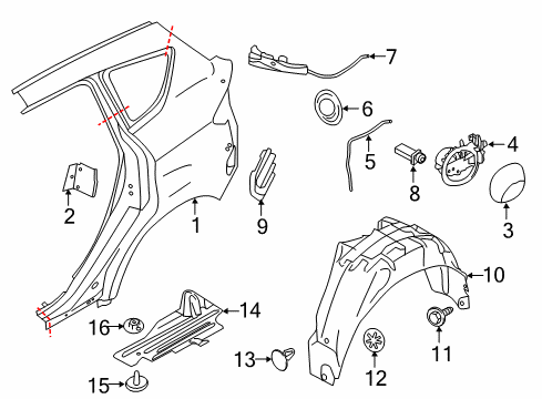 2013 Ford C-Max FILLER - QUARTER PANEL Diagram for AM5Z-58278B50-C