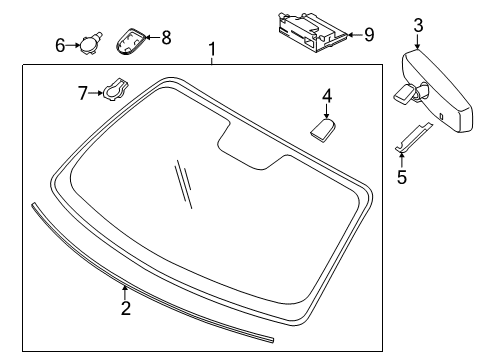 2023 Ford Mustang Glass - Windshield Diagram