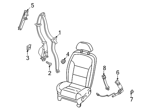 2009 Ford Taurus X Seat Belt Assembly Diagram for 8F9Z-74611B69-AD