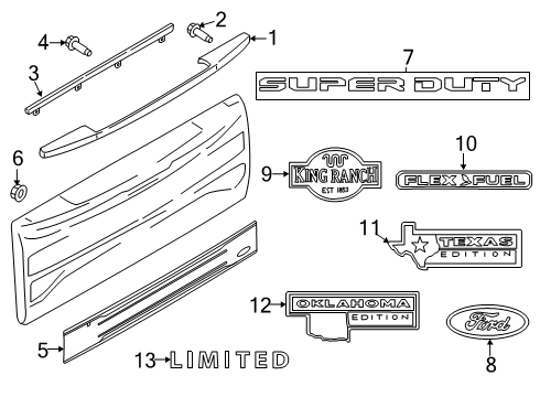 2019 Ford F-350 Super Duty Exterior Trim - Tail Gate Diagram