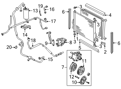 2004 Mercury Monterey A/C Condenser, Compressor & Lines Diagram