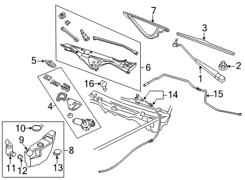 2007 Mercury Grand Marquis Wiper & Washer Components Diagram