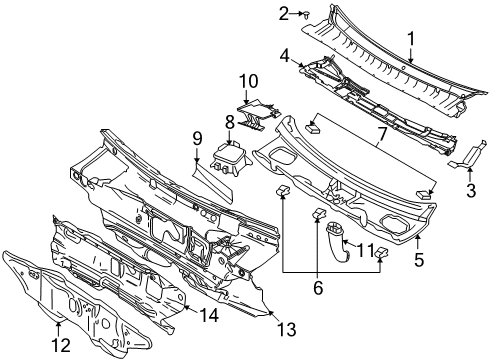 2011 Lincoln MKS Cowl Diagram