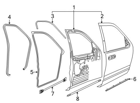 2003 Mercury Mountaineer Front Door, Body Diagram