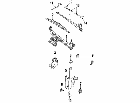 1999 Mercury Mystique Wiper & Washer Components Diagram