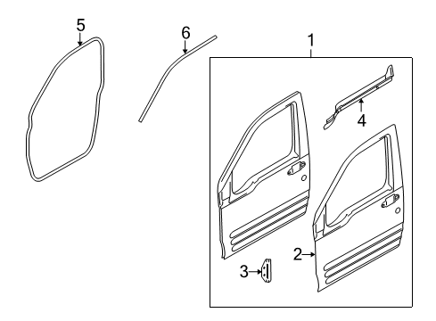 2011 Ford Transit Connect Panel Assembly - Door - Outer Diagram for 2T1Z-6120200-B