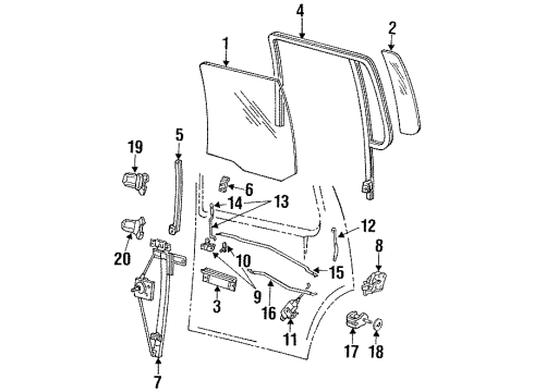 1994 Ford Explorer Regulator - Window - Less Motor Diagram for F2TZ-7827009-A