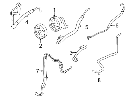 2004 Ford F-250 Super Duty P/S Pump & Hoses, Steering Gear & Linkage Diagram