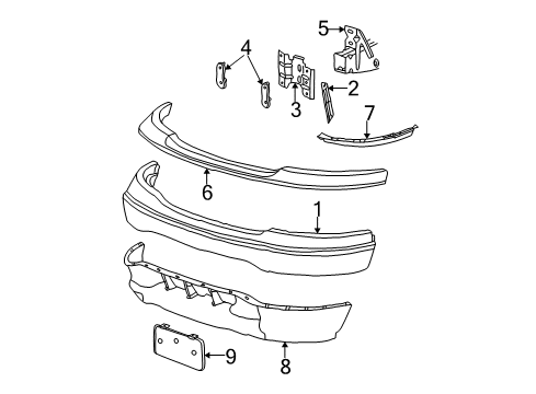 2000 Ford F-150 Bracket - License Plate Diagram for XL3Z-17A385-AA