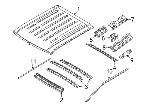 2009 Ford F-250 Super Duty Rail Assembly - Roof - Side Diagram for 7C3Z-2551187-A