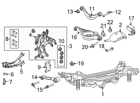 2009 Ford Fusion Rear Suspension Components, Lower Control Arm, Stabilizer Bar Diagram