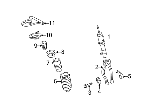 2008 Mercury Milan Struts & Components - Front Diagram