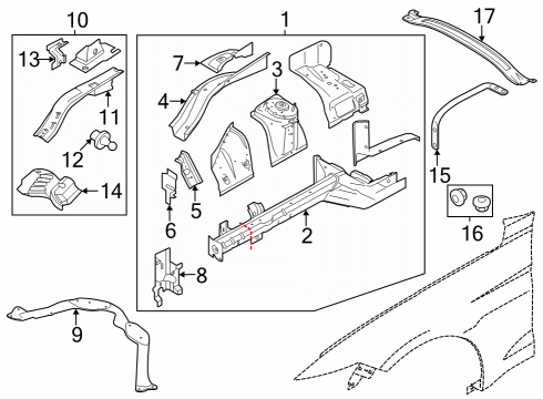 2024 Ford Mustang Structural Components & Rails Diagram