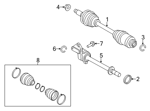 2012 Ford Fusion Drive Axles - Front Diagram