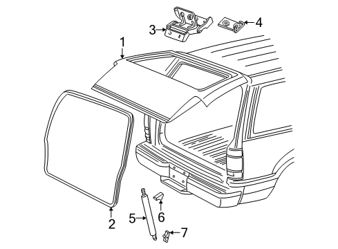 2003 Ford Explorer Sport Gate & Hardware Diagram