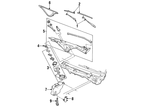 1992 Ford Crown Victoria Wiper & Washer Components Diagram