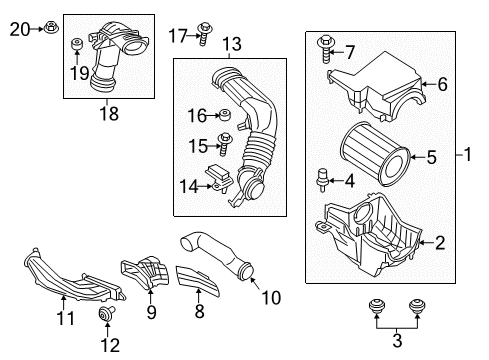 2018 Ford Escape Tube - Air Cleaner Intake Diagram for EJ7Z-9A624-A